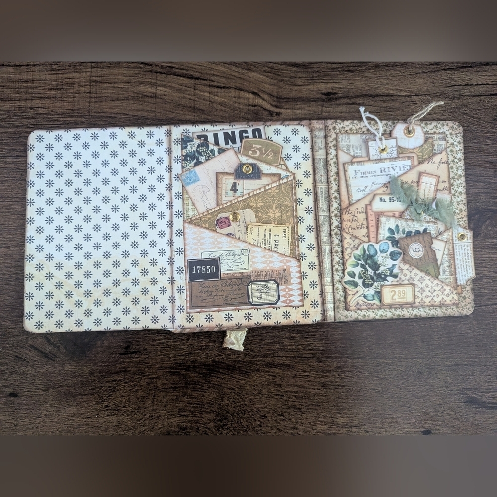 🌻Floral Rustic Junk Journal- Handmade- Recycled Materials- Birds/ Nature- Cream - Picture 3 of 11